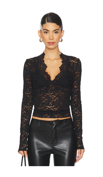  Free People Top Manga Larga Encaje Intimately Fp All Day Long En Color Negro Talla L  (también En S, Xl, Xs). 