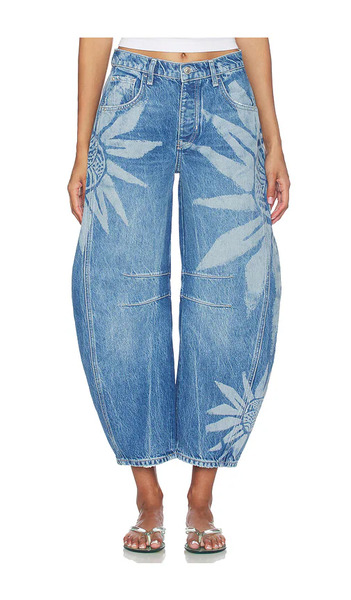  Free People Vaquero Cilindro Good Luck Printed En Color Azul Talla 24  (también En 25, 26, 27, 28, 29, 30, 31, 32). 