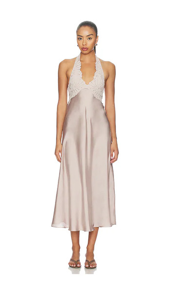  Free People Vestido De Satén Tipo Lencería Might Be Something En Color Gris Talla L  (también En M, S, Xl, Xs). 