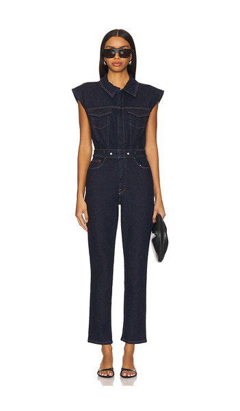  Good American Mono Estilo Camionero En Color Denim-dark Talla Xs  (también En S, Xxxl/3x, Xxxxl/4x). 
