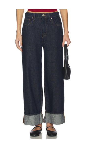 Good American Pierna Ancha Good Standard Baggy Cuffed En Color Azul Marino Talla 2  (también En 22, 4, 6, 8). 