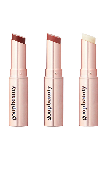  Goop Beauty Bálsamo Labial Goopgenes Clean Nourishing Lip Balm Trio, Rose + Garnet En Color Multi Talla All . 