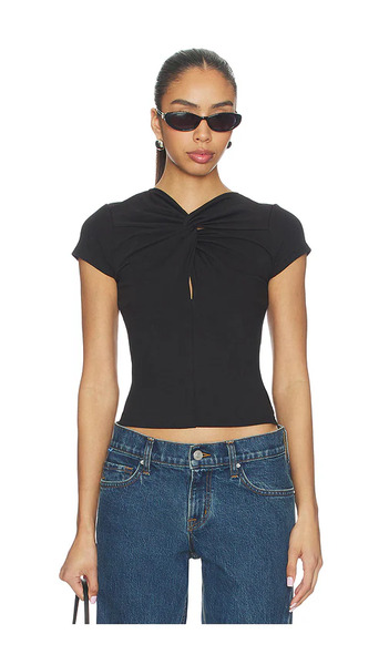  Grlfrnd Camiseta Keyhole Twist Short Sleeve Tee En Color Negro Talla L  (también En M, S, Xl, Xs, Xxs). 