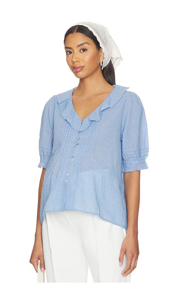  Hatch Blusa De Lactancia The Plaid Lou Lou Nursing Blouse En Color Bebe Azul Talla L  (también En S, Xs). 