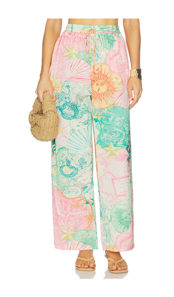  Kulani Kinis Pantalón Ancho Con Cordón Ajustable Neverland Resort En Color Verde Talla S  (también En Xs). 