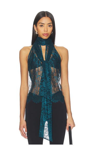  L'agence Blusa Sin Mangas Con Lazo En El Cuello Reece En Color Azul Cerceta Talla M  (también En S, Xs, Xxs). 