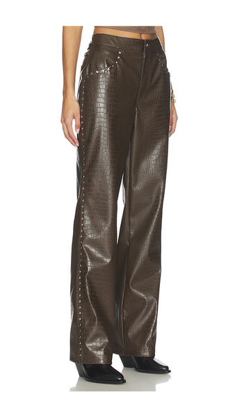  Lamarque Pantalón . Devin Faux Leather Croco Studded En Color Chocolate Talla 24  (también En 25, 26, 27, 28, 29, 30). 