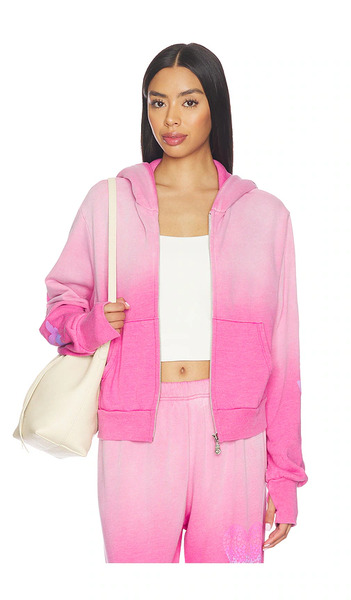 Lauren Moshi Sudadera Con Capucha Corta Butterfly Heart En Color Rosado Talla L  (también En M, S, Xs). 