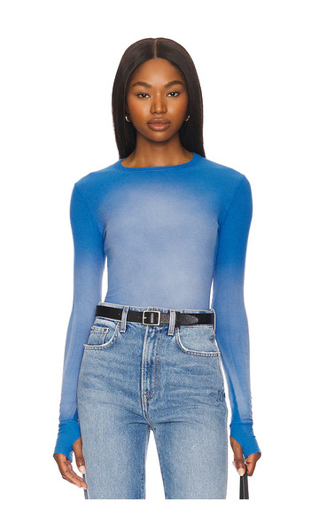  Michael Lauren Alick Long Sleeve Fitted Top With Thumbhole En Color Azul Talla L  (también En M, S, Xs). 