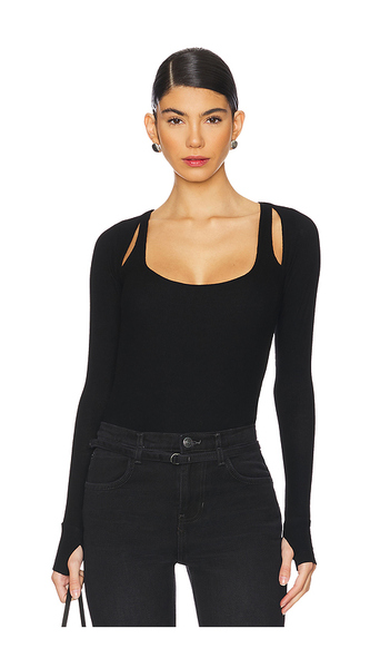  Michael Lauren Stanfield Long Sleeve Fitted Scoop Neck With Cutouts En Color Negro Talla L  (también En M, S, Xl, Xs, Xxl). 
