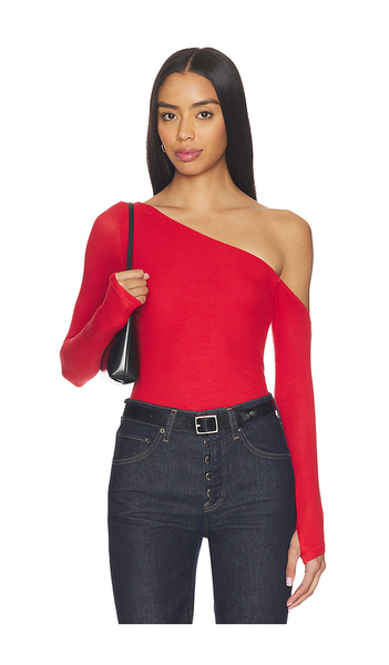  Michael Lauren Top Asimétrico Ajustado Con Hombros Descubiertos Magdaleno En Color Rojo Talla L  (también En M, S, Xs). 