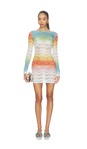  Missoni Minivestido Manga Larga Long Sleeve Mini Dress En Color Blue,orange Talla 38  (también En 40). 