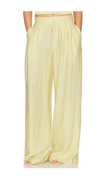  Mother Of All Pantalón Hedi Mid Waist Tailored Linen En Color Amarillo Limon Talla M  (también En S, Xl, Xs). 
