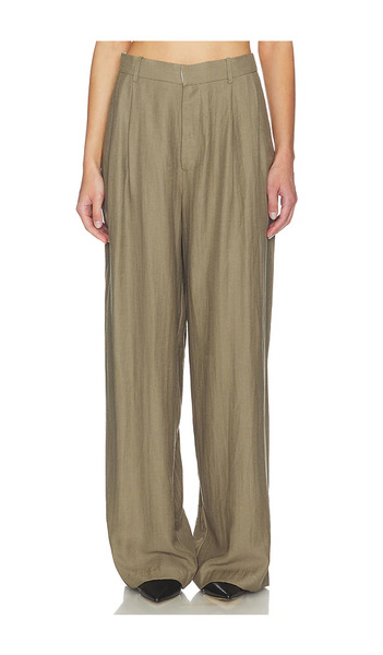  Mother Of All Pantalón Hedi Mid Waist Tailored Linen En Color Verde Oliva Talla M  (también En S, Xl, Xs). 