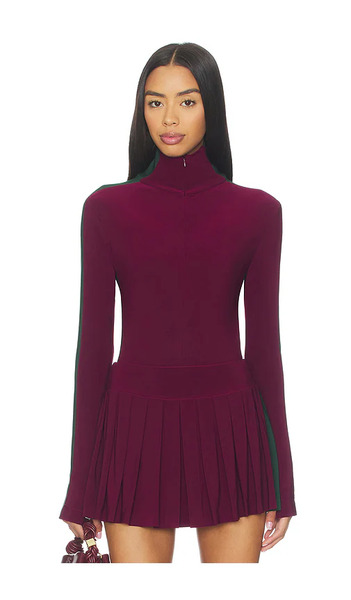  Norma Kamali Body Con Cuello Alto Y Cremallera En La Parte Delantera Side Stripe En Color Burgundy,dark Green Talla L  (también En M, S). 