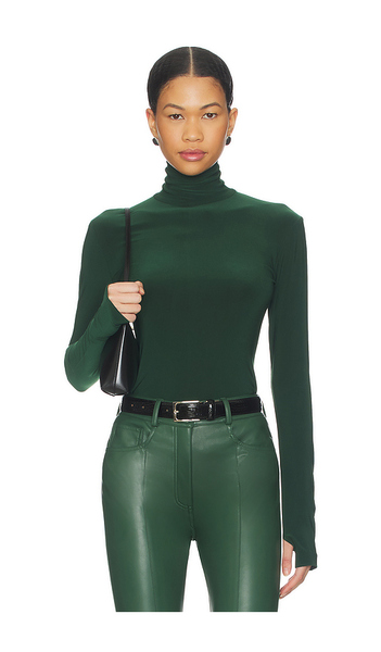  Norma Kamali Top Ajustado De Manga Larga Estilo Tortuga En Color Militar Talla L  (también En M, S, Xl, Xs). 