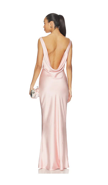  Norma Kamali Vestido Largo Sleeveless Low Back Drape En Color Rosado Talla L  (también En M, S, Xl, Xs). 