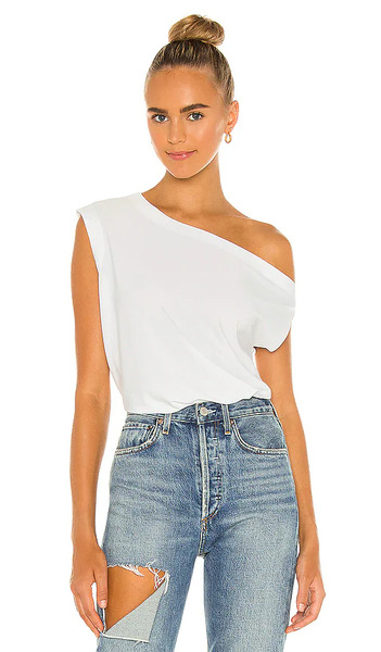  Norma Kamali X Lifestyle X Revolve Drop Shoulder Top En Color Blanco Talla L  (también En M, S, Xl, Xs, Xxs). 