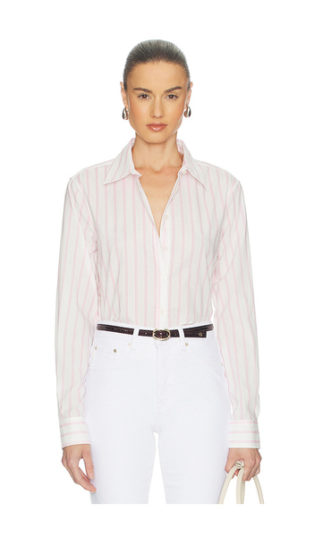  Perfectwhitetee Camisa De Popelina De Corte Ajustado Con Botones En Color Blanco, Rosado Talla L  (también En M, S, Xl, Xs). 