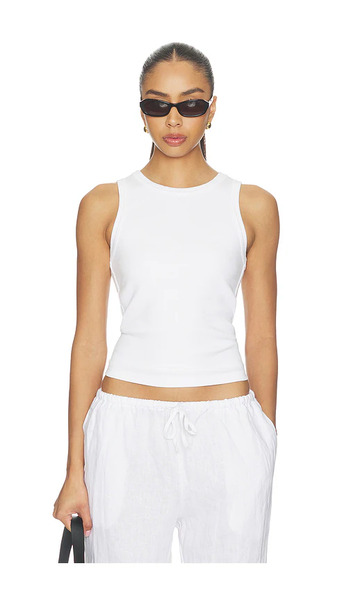  Perfectwhitetee Camiseta De Tirantes De Cuello Alto Con Canalé Estructurado Daphne En Color Blanco Talla M  (también En S, Xl, Xs). 