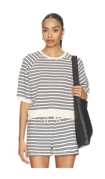  Perfectwhitetee Sudadera De Felpa Francesa Con Mangas Globo En Color Cream,navy Talla L  (también En M, Xl, Xs). 