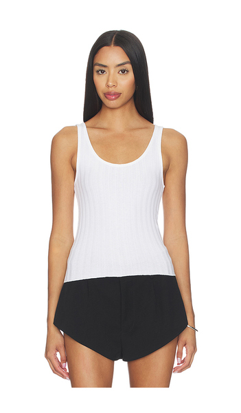  Perfectwhitetee Top De Punto Acanalado Sin Mangas Poorboy En Color Blanco Talla L  (también En M, S, Xl, Xs). 