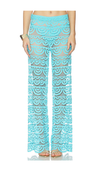  Pq Pantalón De Encaje De Talle Alto High Waist Lace Pant En Color Azul Talla M/l  (también En Xs/s). 