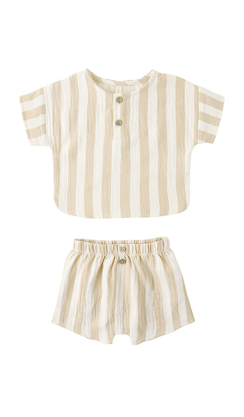  Quincy Mae Conjunto De Top Y Short En Color Neutral Talla 12-18m  (también En 18-24m, 2-3yr, 4-5yr). 
