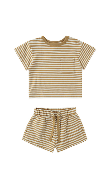 Quincy Mae Set De Camiseta Y Short En Color Amarillo Talla 12-18m  (también En 18-24m, 2-3yr, 4-5yr). 