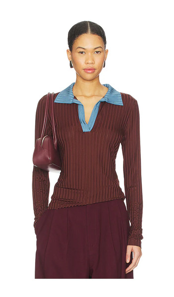  Rag & Bone Polo De Manga Larga Con Bloques De Color Natalia En Color Chocolate Talla M  (también En S, Xs). 