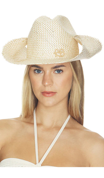  Ruslan Baginskiy Sombrero De Cowboy Monogram-embellished Straw Cowboy Hat En Color Beige Talla M  (también En S, Xl, Xs). 