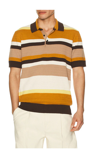  Scotch & Soda Structured Striped Knitted Polo En Color Marrón Talla L  (también En M, S, Xl/1x, Xxl/2x). 