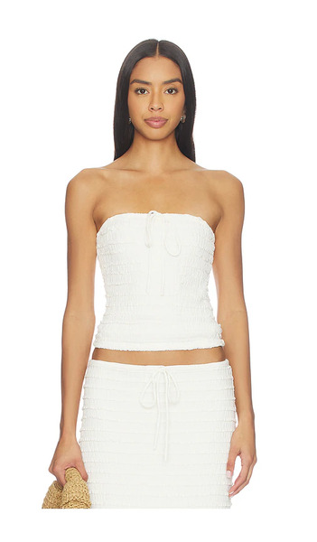  Seven Wonders Adalee Ruffle Texture Strapless Top En Color Blanco Talla L  (también En M, S, Xl, Xs). 