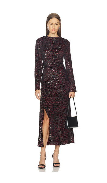  Simkhai Vestido A Media Pierna Drapeado Ashby En Color Burgundy Talla 0  (también En 10, 2, 4, 6, 8). 