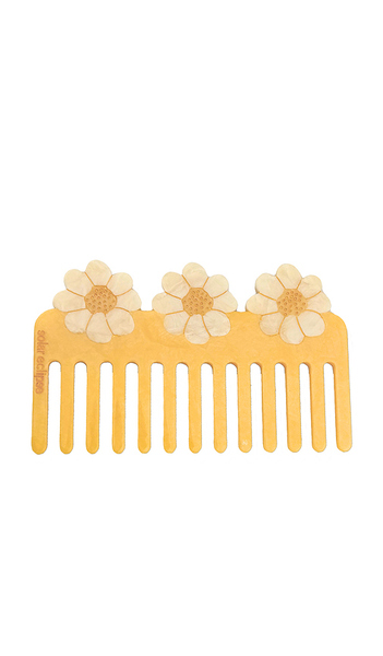  Solar Eclipse Peine De Dientes Anchos Para Desenredar Con Diseño De Margarita Vintage Pintado A Mano Hand-painted Vintage Daisy Detangling Wide Tooth  