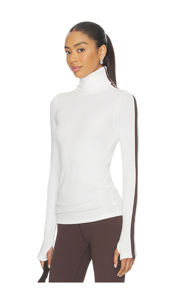  Splits59 Jackson Rib Full Length Turtleneck Top En Color White,brown Talla L  (también En M, S, Xl, Xs). 