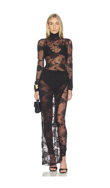  The Andamane Tessa Lace Turtleneck Openback Jumpsuit En Color Negro Talla 38/xs  (también En 40/s, 44/l). 