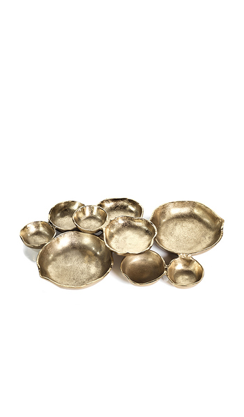  The Favorites Conjunto De Nueve Cuencos Redondos Para Servir Cluster Of Nine Round Serving Bowls En Color Oro Metálico Talla All . 