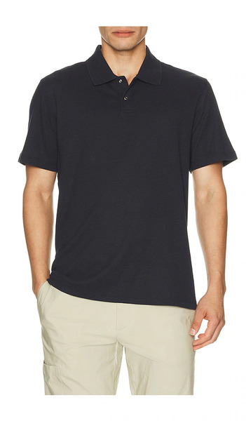  Vince Mesh Knit Snap Short Sleeve Polo En Color Azul Marino Talla L  (también En M, S, Xl/1x, Xxl/2x). 