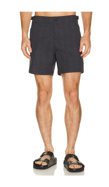  Vintage Summer Trunks Natación Microseersucker En Color Negro Talla L  (también En M, S, Xl/1x, Xxl/2x). 