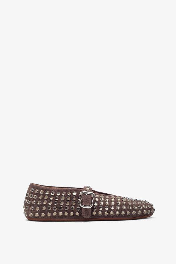  Alaïa Embellished Brown Suede Ballet Flats 