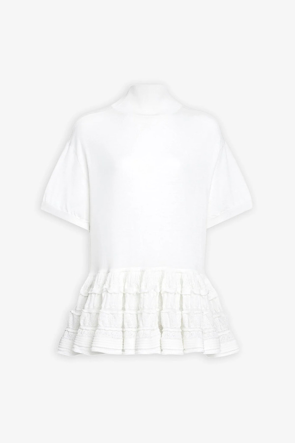  Alaïa White Wool Peplum Top 