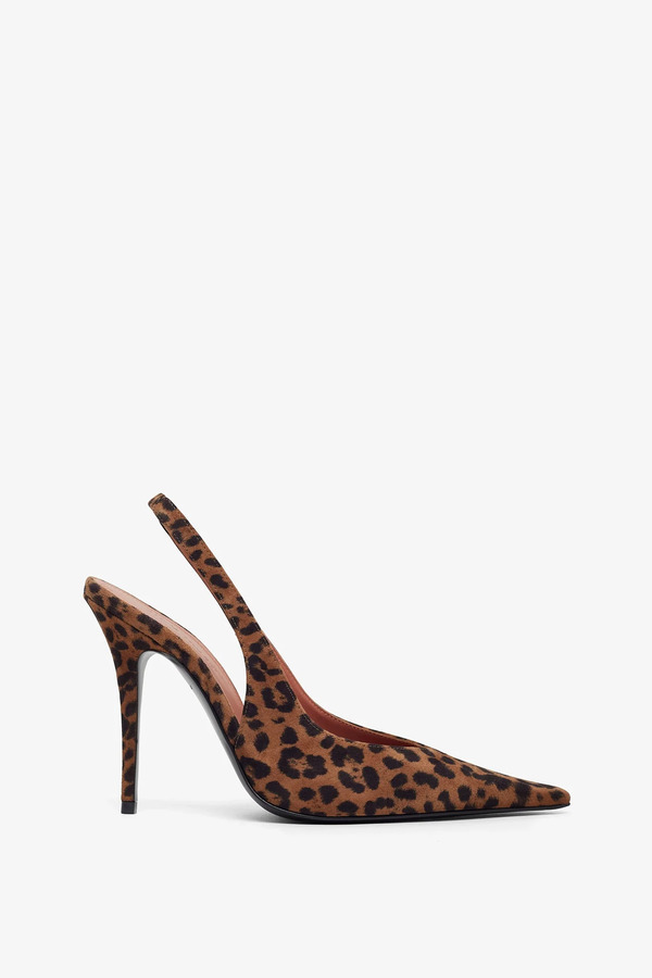  Amina Muaddi Anok 105 Leopard Suede Slingbacks 