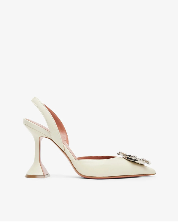  Amina Muaddi Begum 95 Beige Leather Slingbacks 