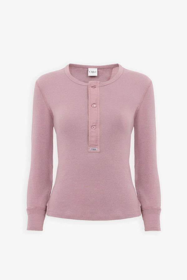  Chloé Blushy Purple Henley Top 