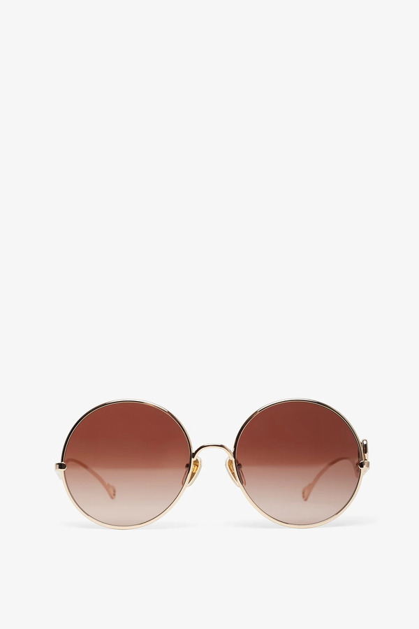  Chloé Round Gold Brown Sunglasses 