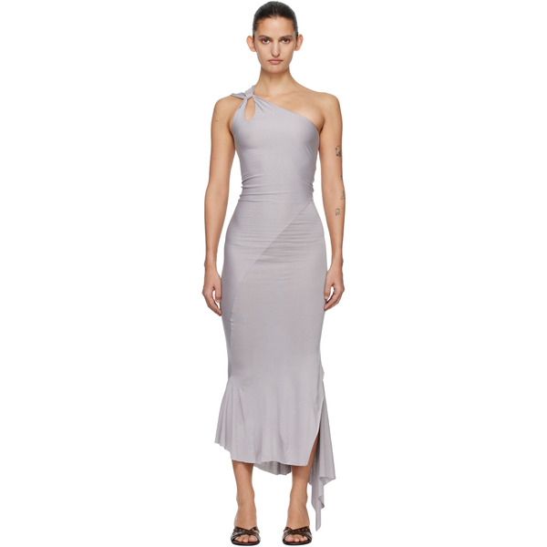  Aaron Esh Gray Jersey Fishtail Midi Dress 