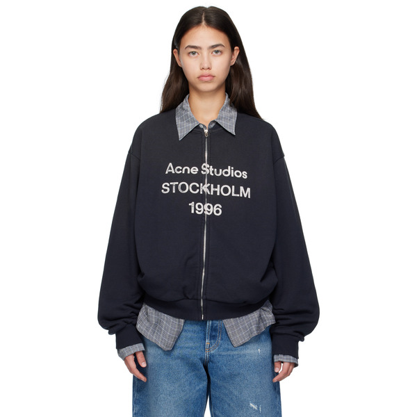  Acne Studios Black Logo Zip Sweater 