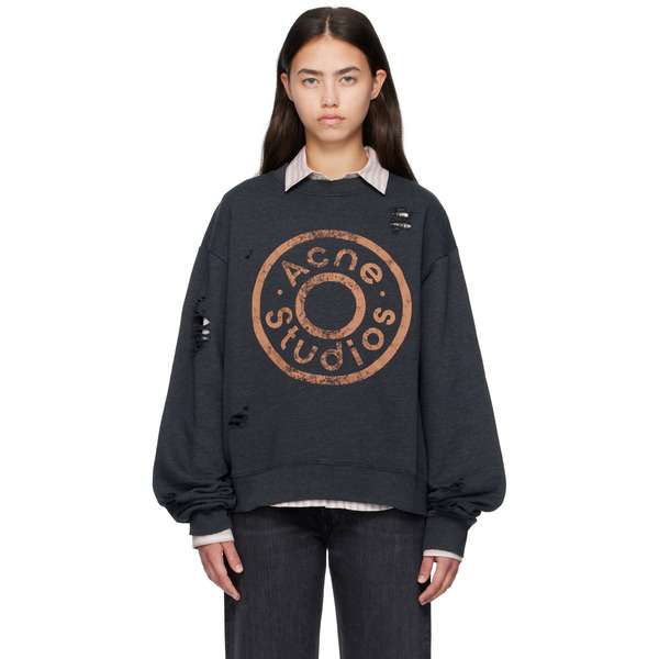  Acne Studios Black Printed Logo Sweatshirt 