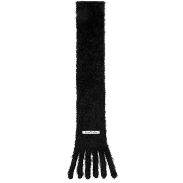  Acne Studios Black Skinny Logo Scarf 